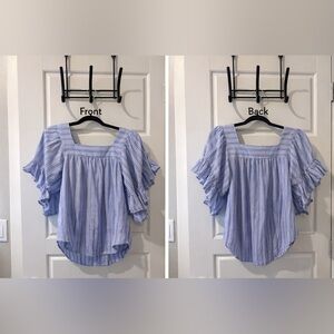 beachlunchlounge Light Blue Striped Blouse